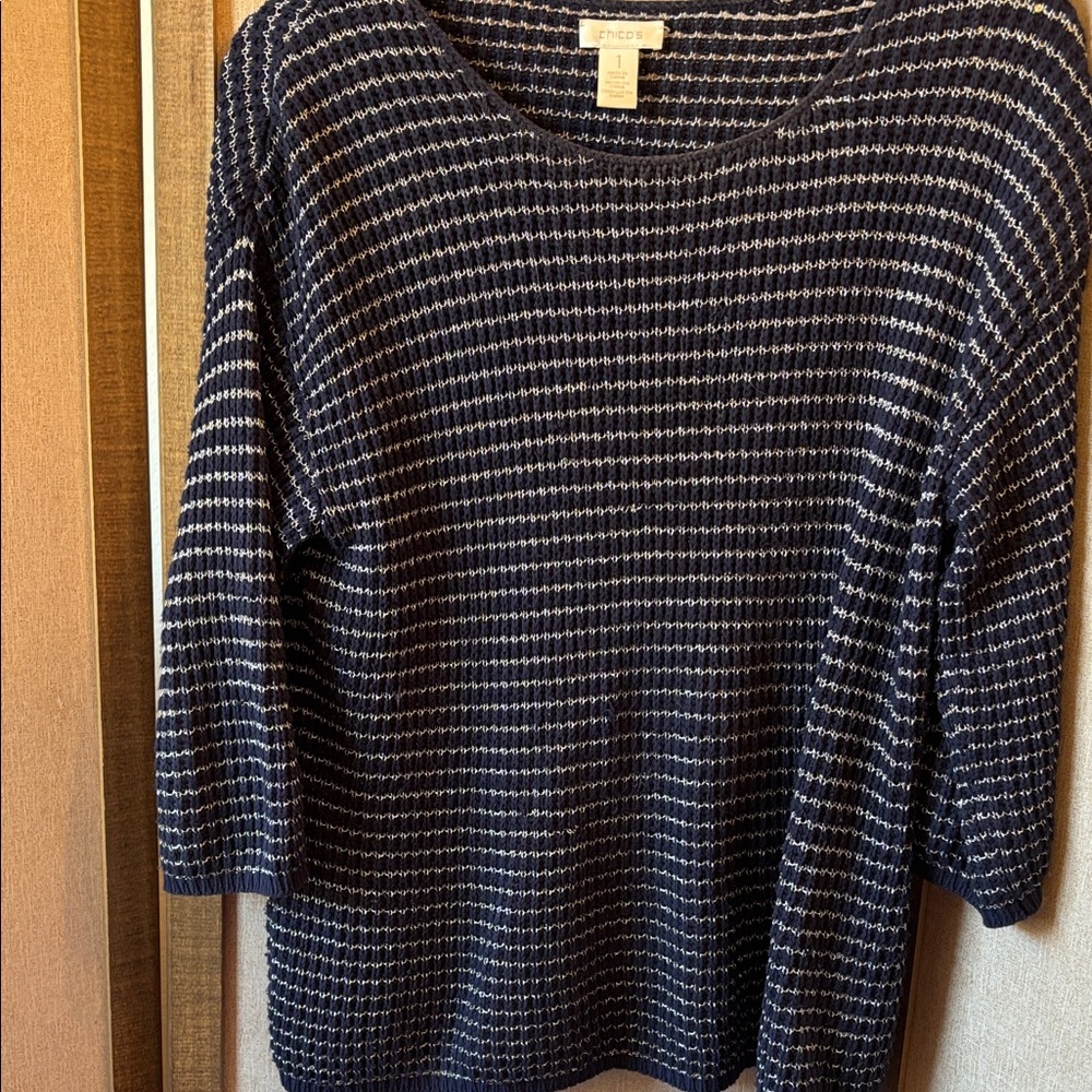 Chico's Navy and silver  Crew Neck Sweater 1 medium